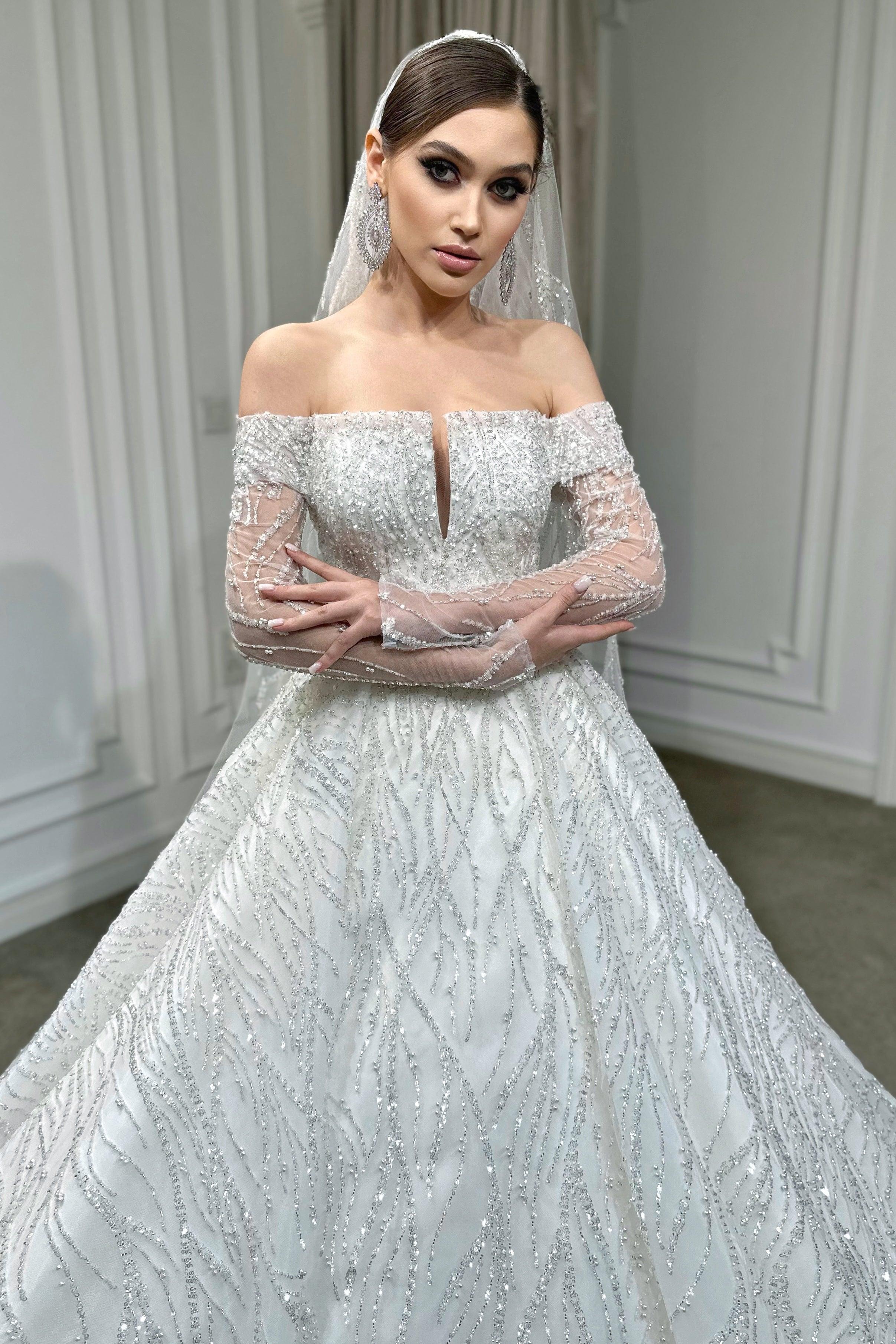 Gia Madonna Yaka Dantel Prenses Model Gelinlik - Mediha Cambaz Bridal