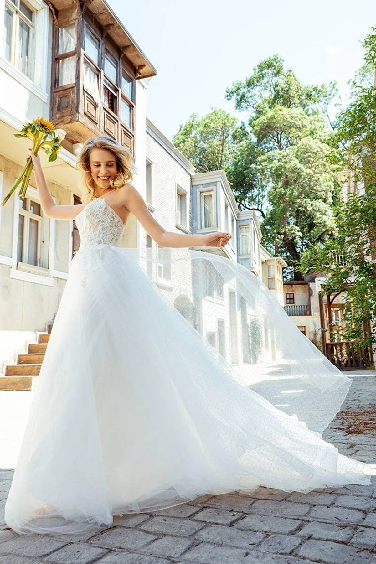 Ian Tek Kol Dokulu Organze Bohem Gelinlik - Mediha Cambaz Bridal