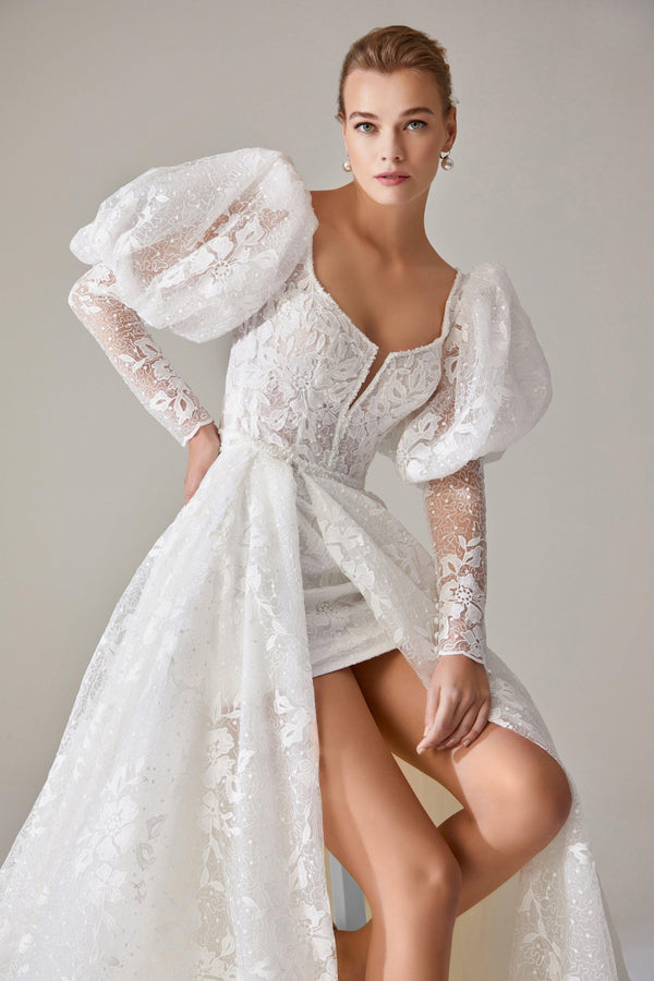 Beverly Strapless Deep Slit Straight Cut Wedding Dress