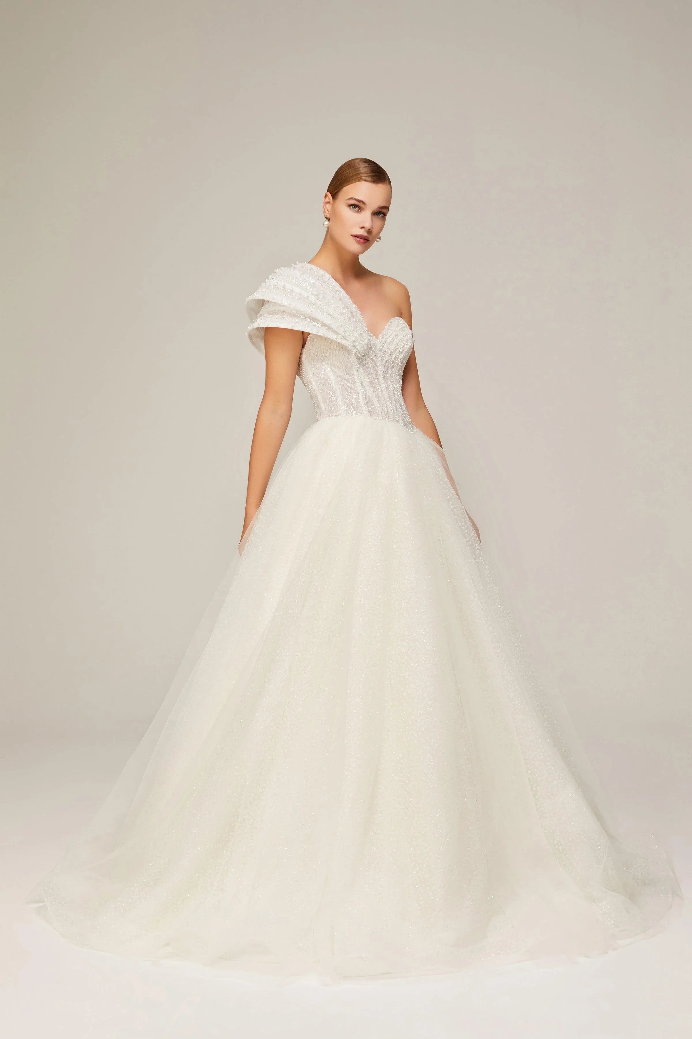 Jorja Taş İşleme Simli Prenses Model Gelinlik - Mediha Cambaz Bridal