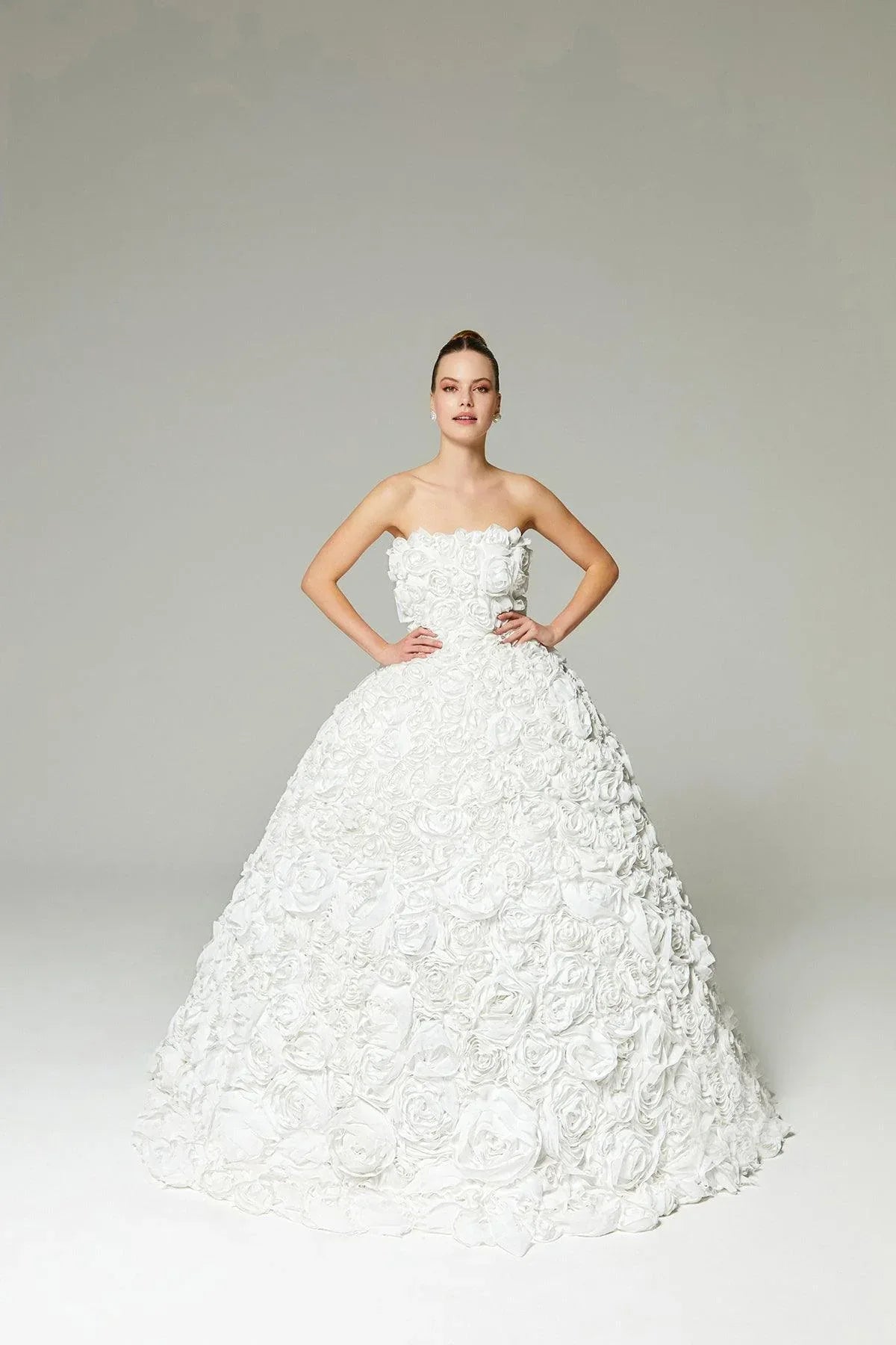 Jory Gül Kaplı Straplez Prenses Gelinlik - Mediha Cambaz Bridal