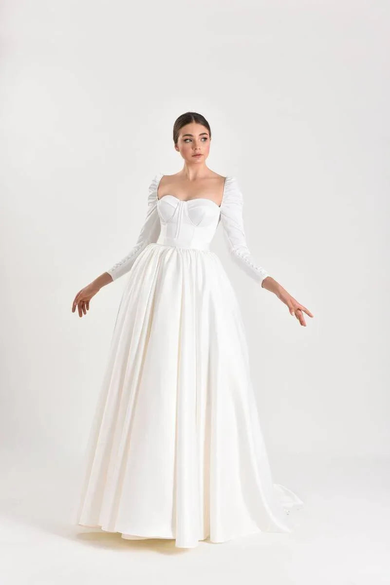 Juliet Gigot Kol Saten Prenses Model Gelinlik - Mediha Cambaz Bridal