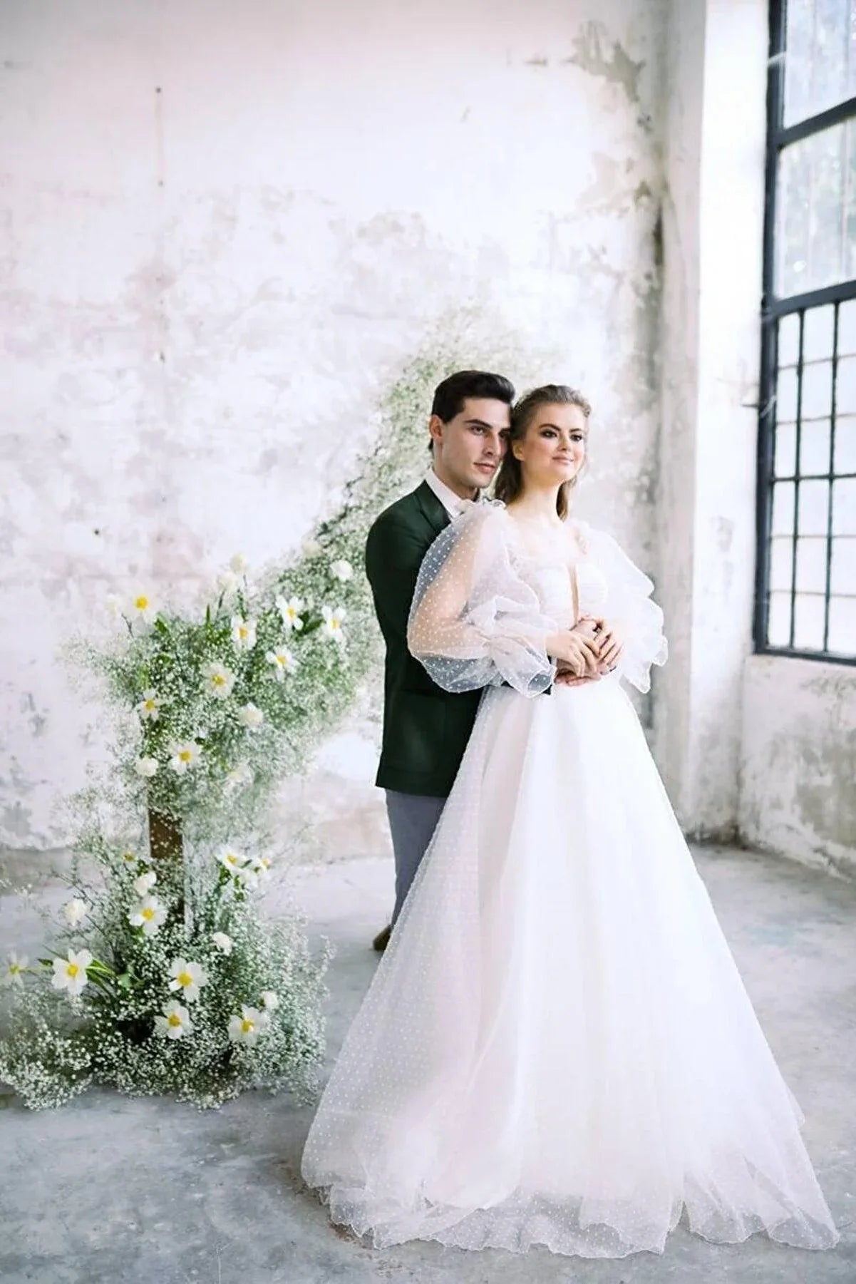 Karen Puan Drapeli Balon Kol A Kesim Gelinlik - Mediha Cambaz Bridal