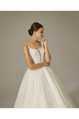Karla Taş İşlemeli Prenses Model Gelinlik - Mediha Cambaz Bridal