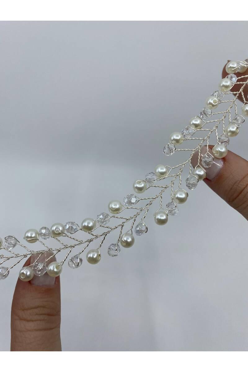 Klasik İncili Kristalli Telli Aksesuar - Mediha Cambaz Bridal