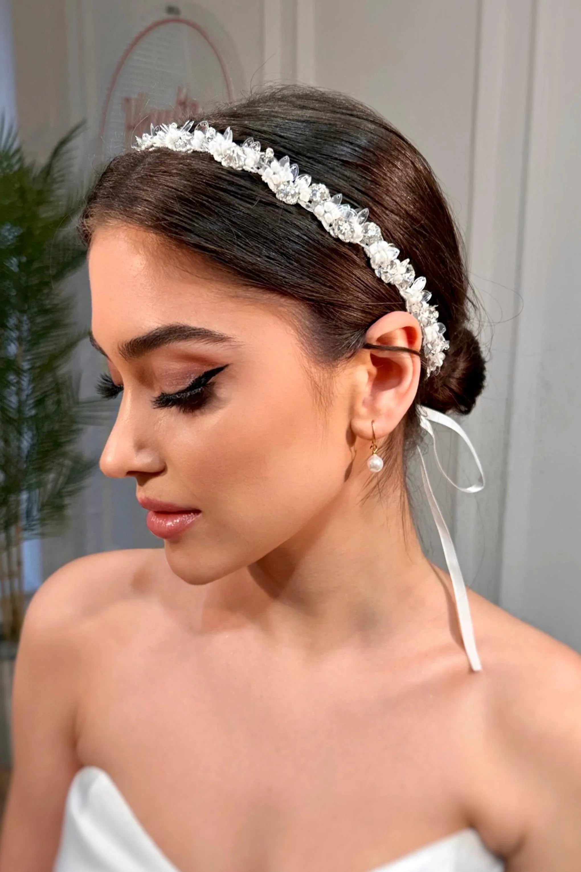 Lena İncili ve Kristal Taşlı Gelin Saç Aksesuarı - Mediha Cambaz Bridal