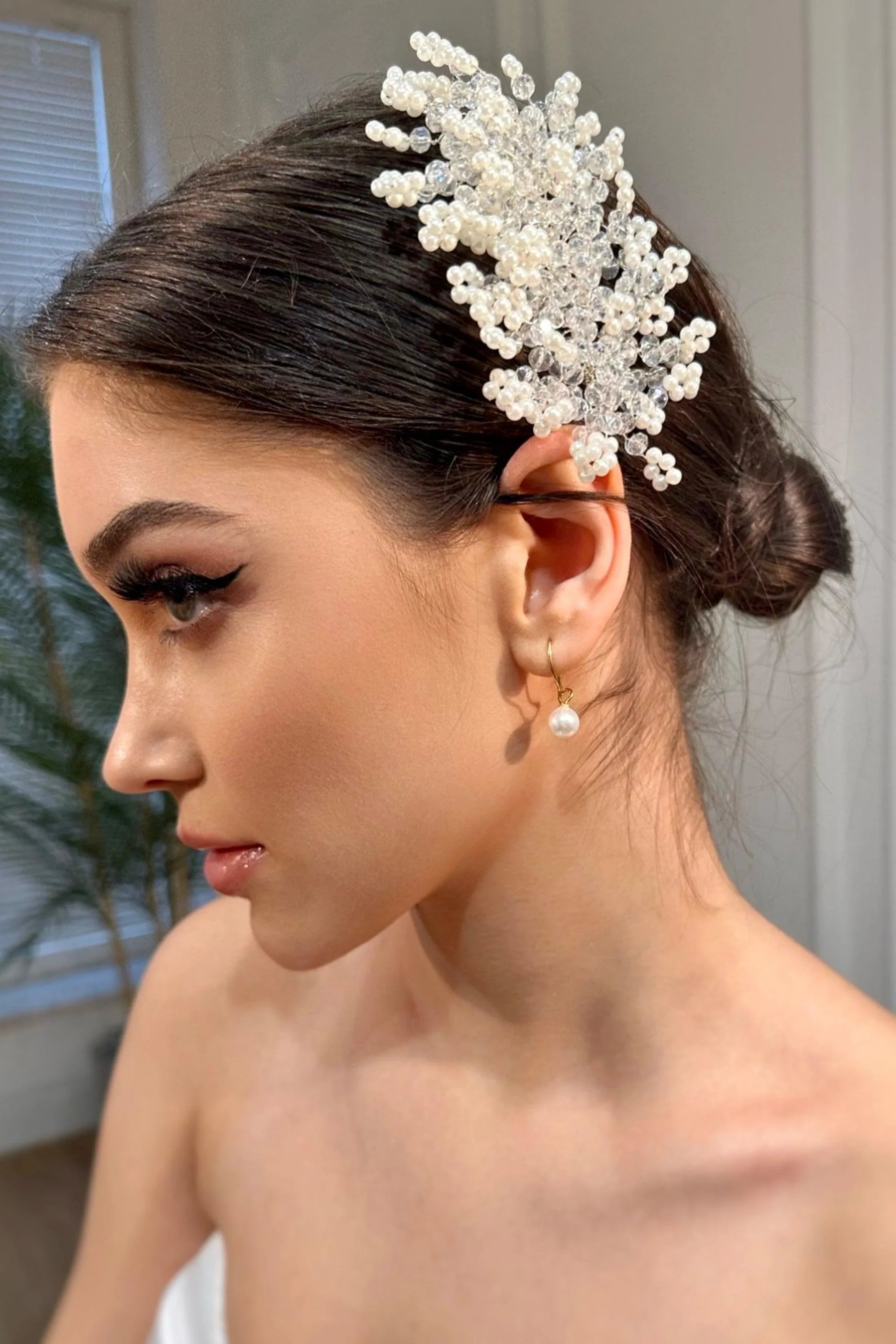 Linda İncili ve Boncuklu Gelin Saç Aksesuarı - Mediha Cambaz Bridal