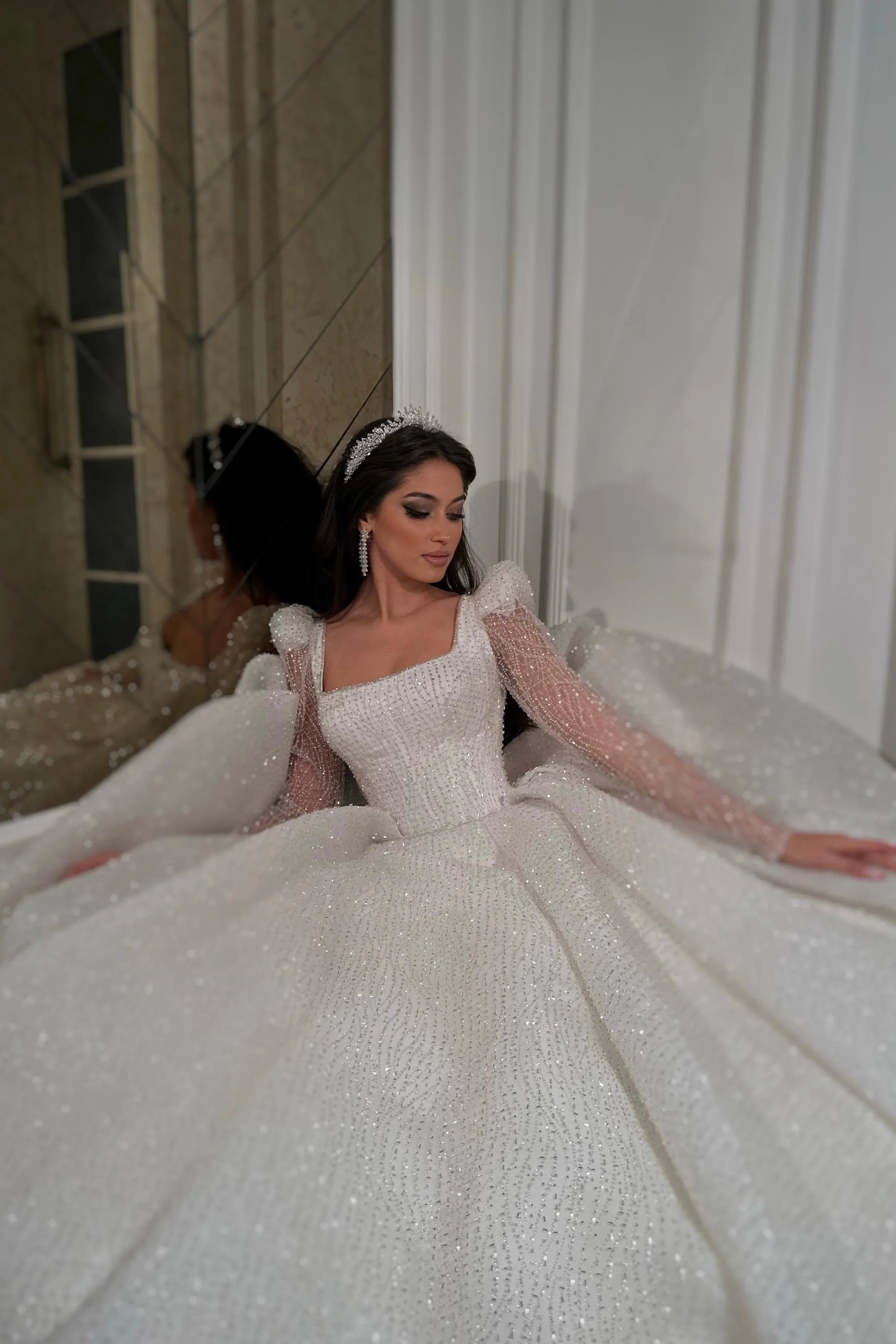 Liona Çizgisel Dantel Prenses Model Gelinlik - Mediha Cambaz Bridal