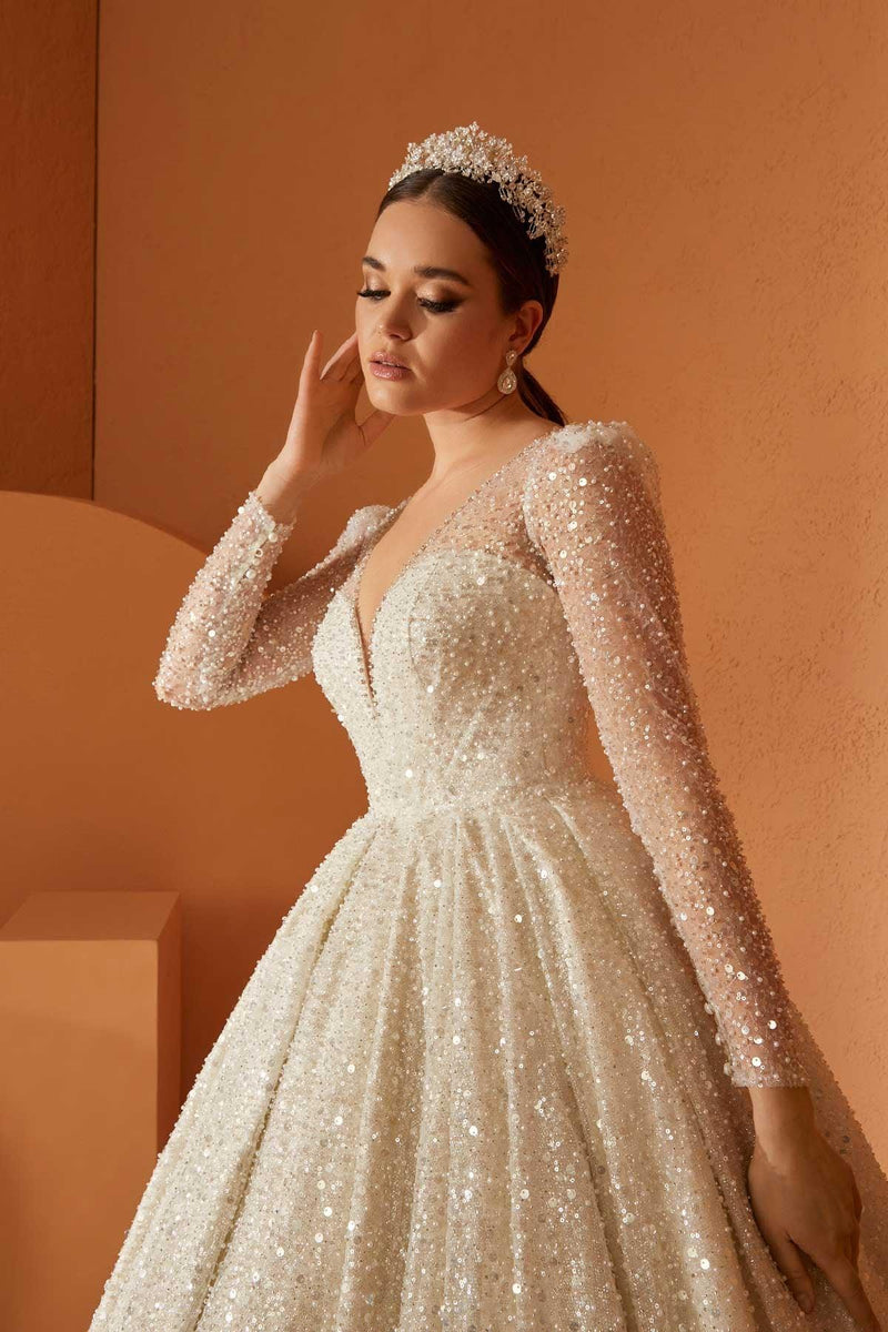 Luxe 22 El Yapımı Işıltılı Prenses Model Gelinlik - Mediha Cambaz Bridal