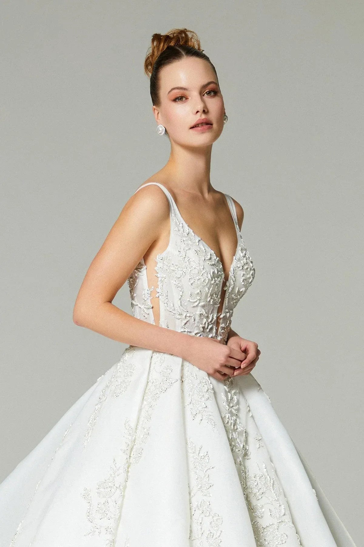 Meghan Işıltılı Üç Boyut Dantelli Prenses Gelinlik - Mediha Cambaz Bridal
