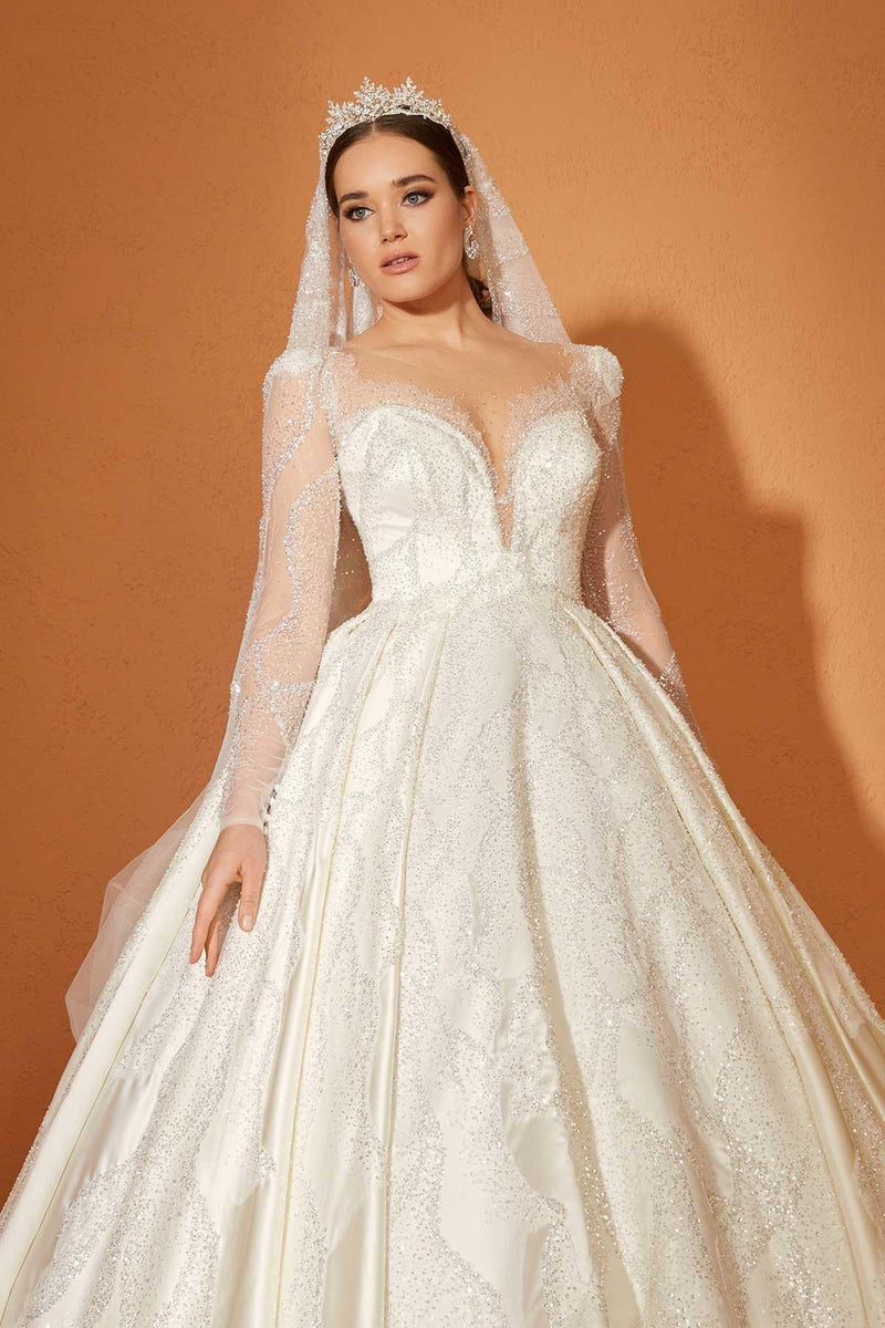 Molly 22 Işıltılı Dantel Prenses Model Gelinlik - Mediha Cambaz Bridal