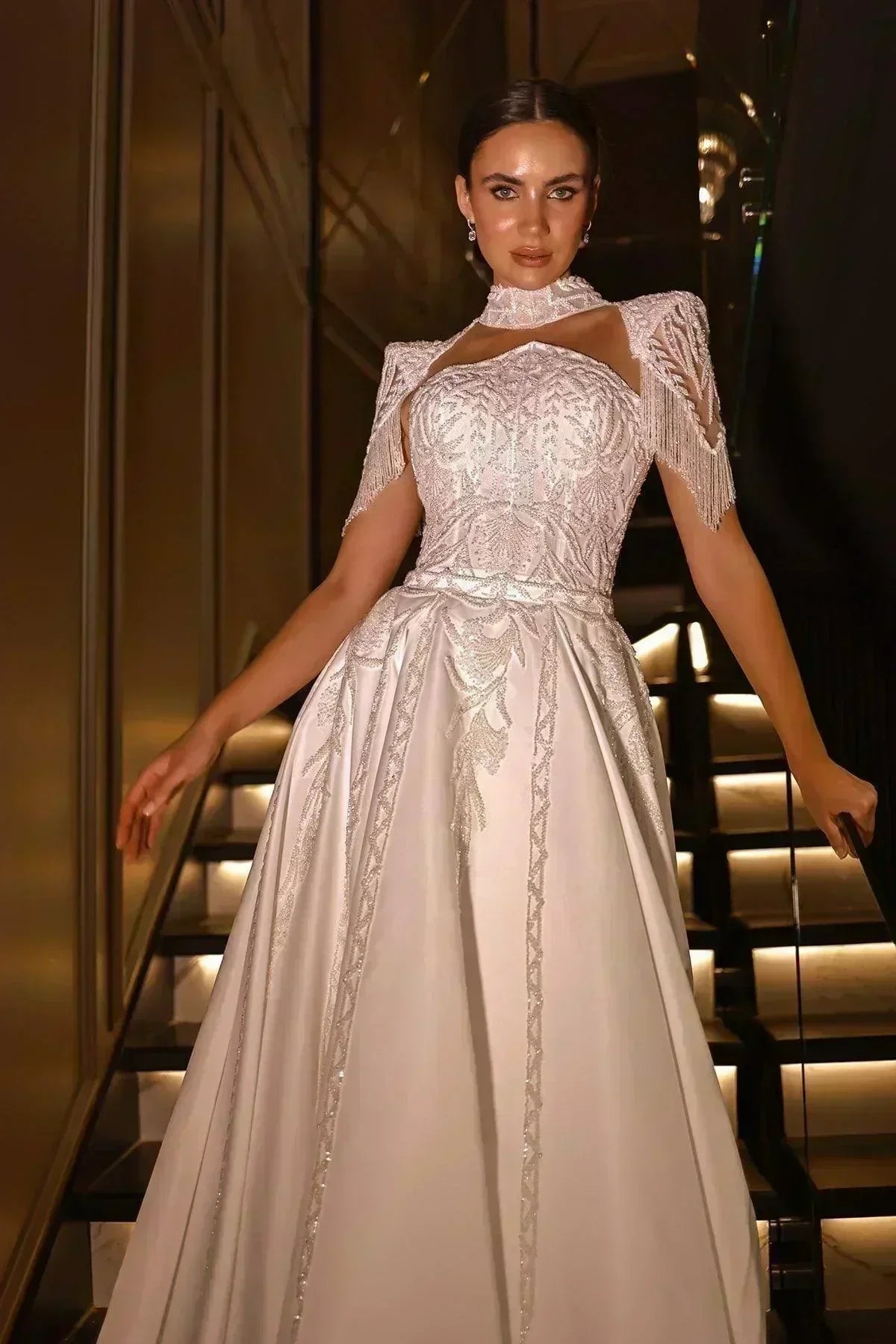 Neva Dantel İşlemeli Püskül Detaylı İki Parçalı Gelinlik - Mediha Cambaz Bridal