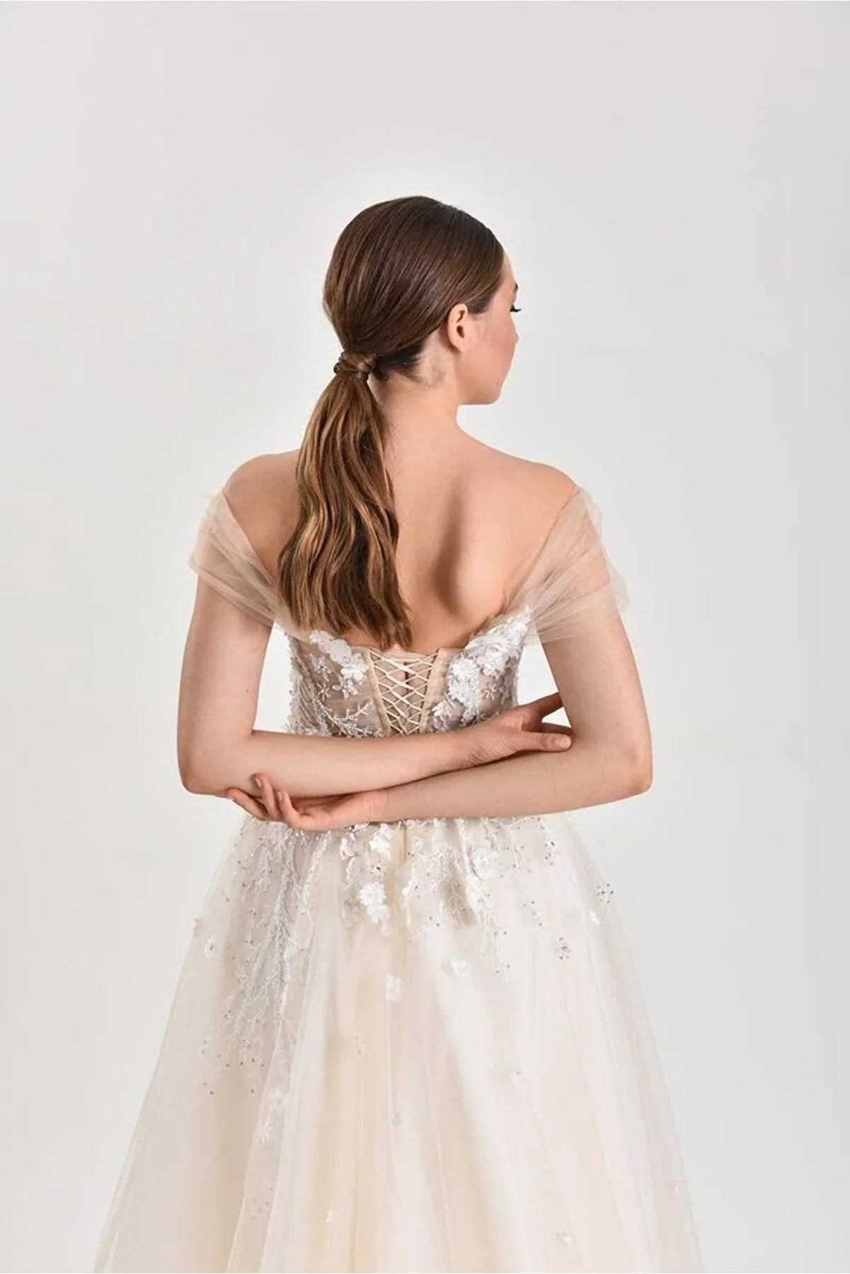 Night Star Üç Boyutlu Dantel A Kesim Gelinlik - Mediha Cambaz Bridal