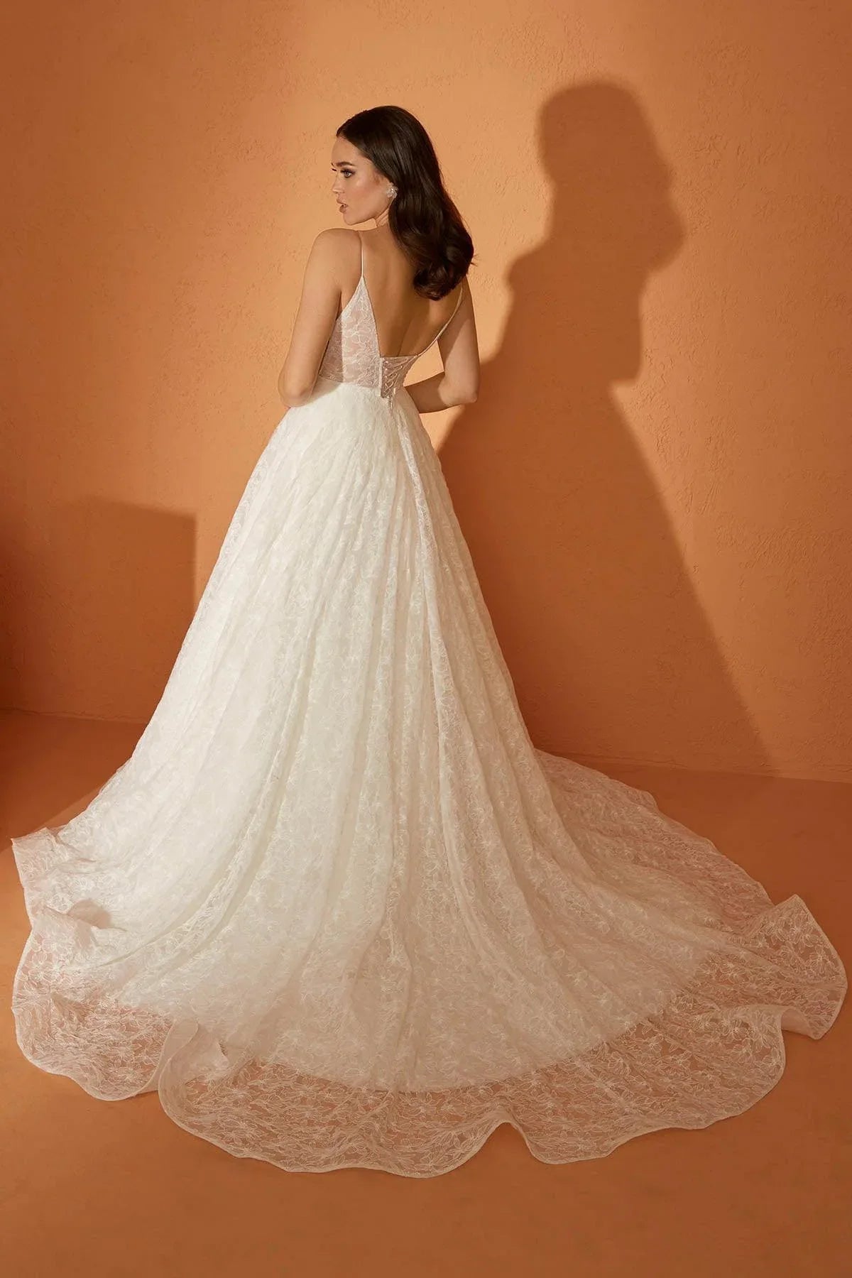 Opa 22 Dokulu Çiçek Dantel A Kesim Gelinlik - Mediha Cambaz Bridal