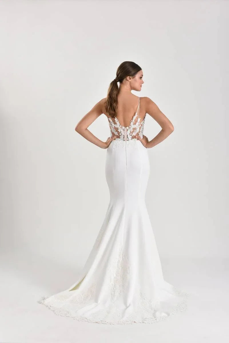 Orion Saten Dantel Askılı Balık Gelinlik - Mediha Cambaz Bridal
