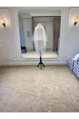 Orta Boy Kloş Pikolu Hayal Tül Kırık Beyaz Duvak 120 cm - Mediha Cambaz Bridal