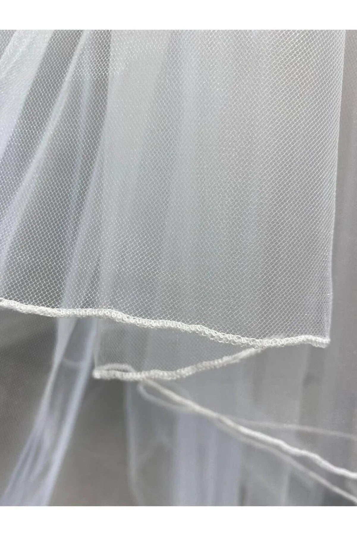Orta Boy Kloş Pikolu Hayal Tül Kırık Beyaz Duvak 120 cm - Mediha Cambaz Bridal