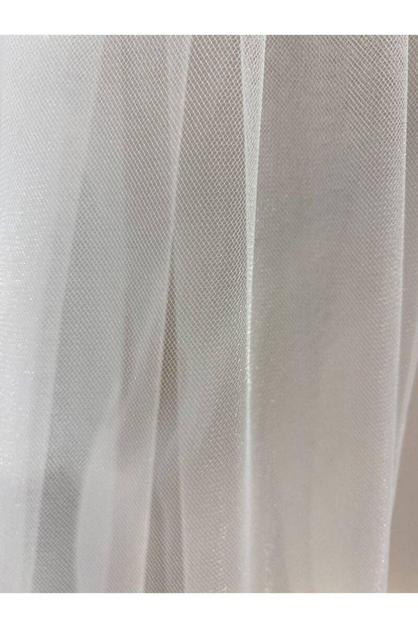 Orta Boy Kloş Sade Hayal Tül Kırık Beyaz Duvak 120 cm - Mediha Cambaz Bridal