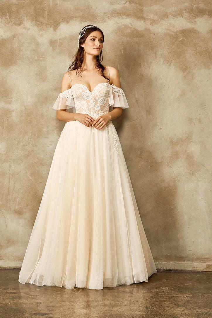 Paradise Dantel Tül Vintage A Kesim Gelinlik - Mediha Cambaz Bridal