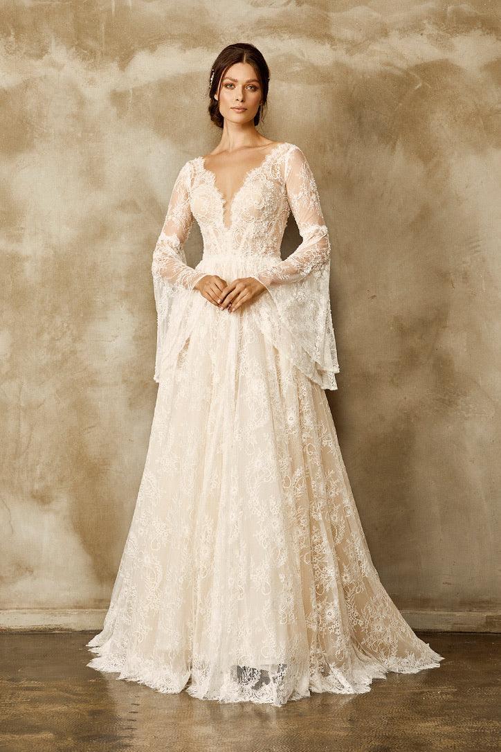 Paris Dantel Trompet Kol A Kesim Gelinlik - Mediha Cambaz Bridal