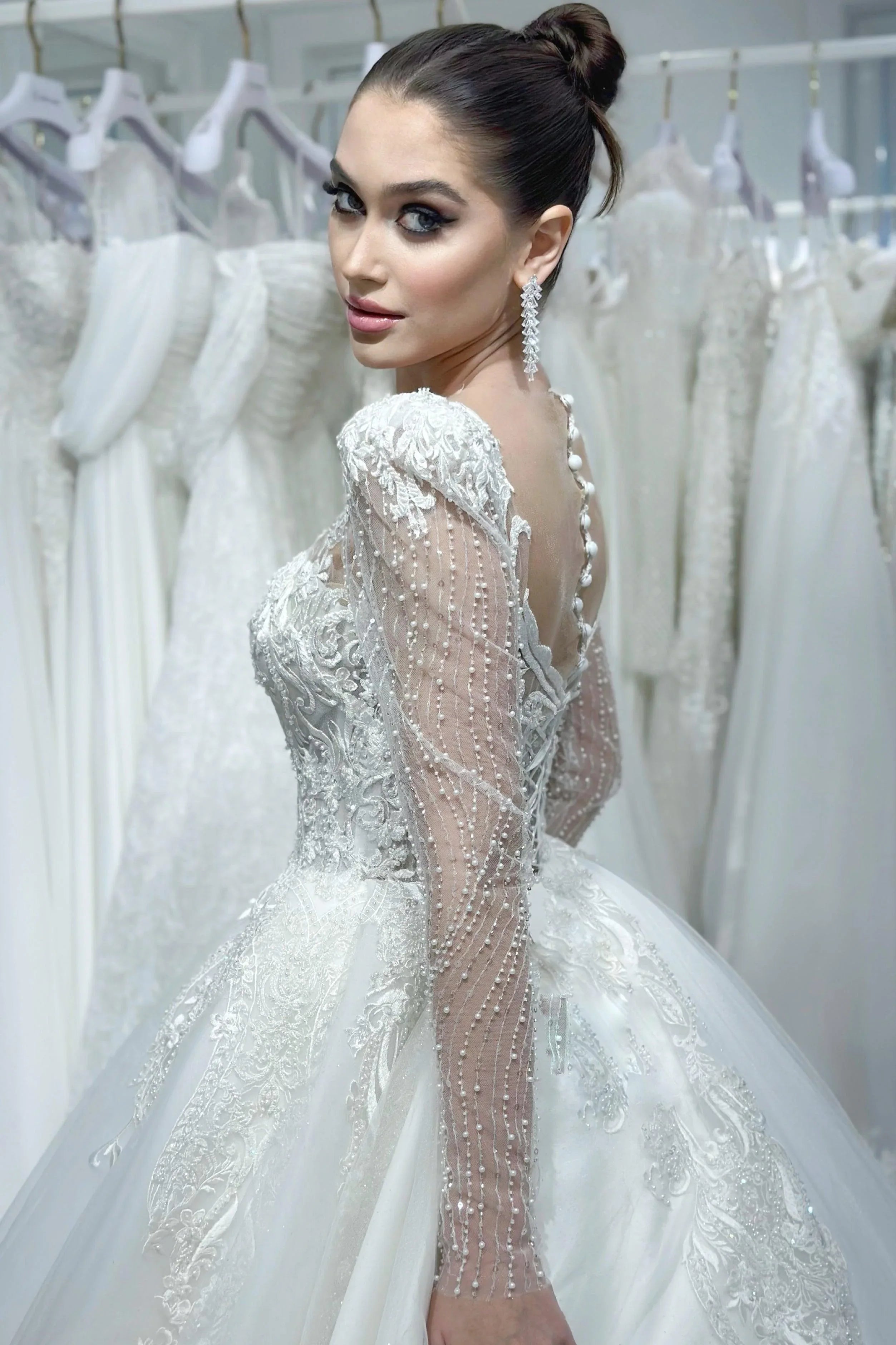 Pavia Kalp Yaka Dantel Prenses Model Gelinlik - Mediha Cambaz Bridal