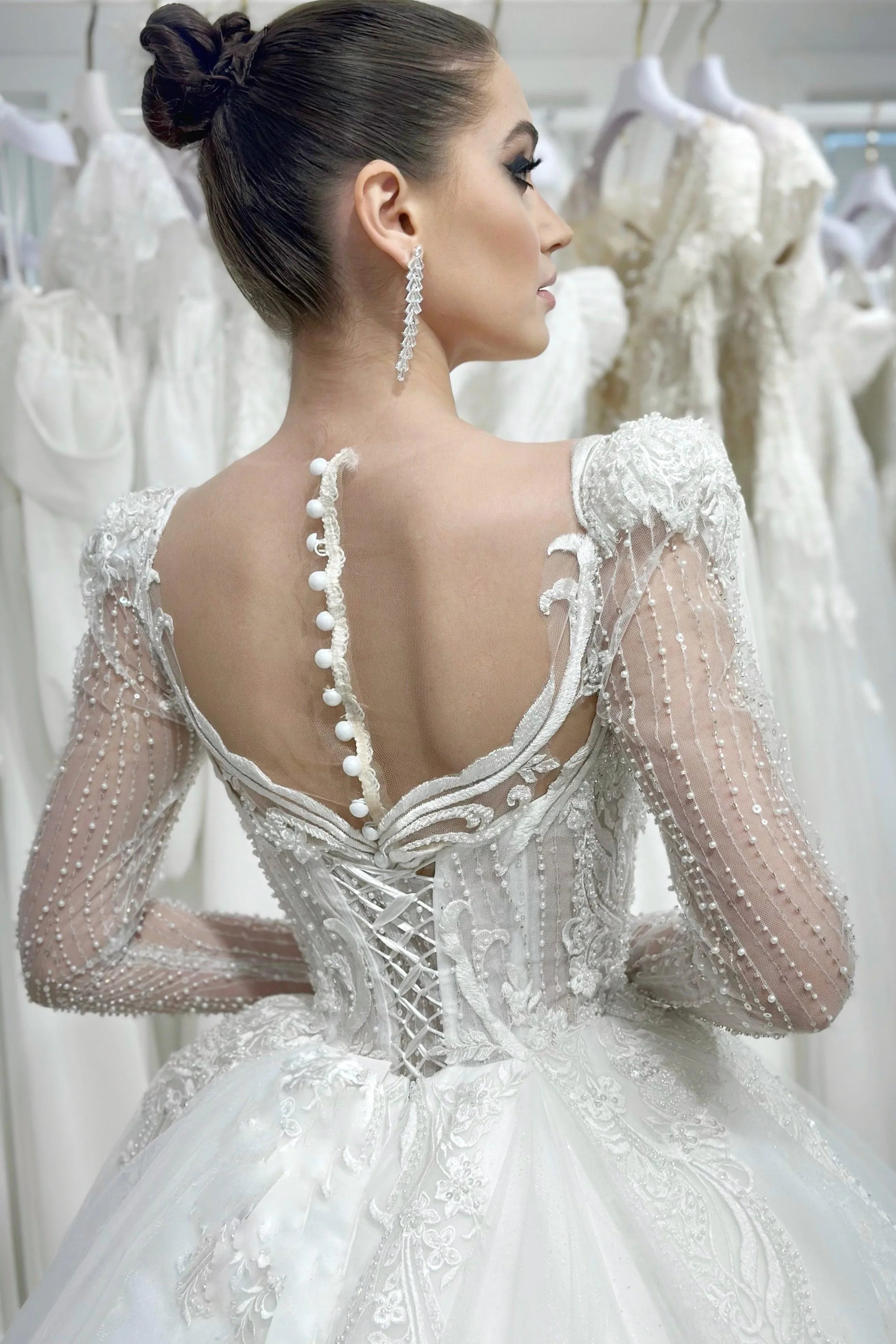 Pavia Kalp Yaka Dantel Prenses Model Gelinlik - Mediha Cambaz Bridal