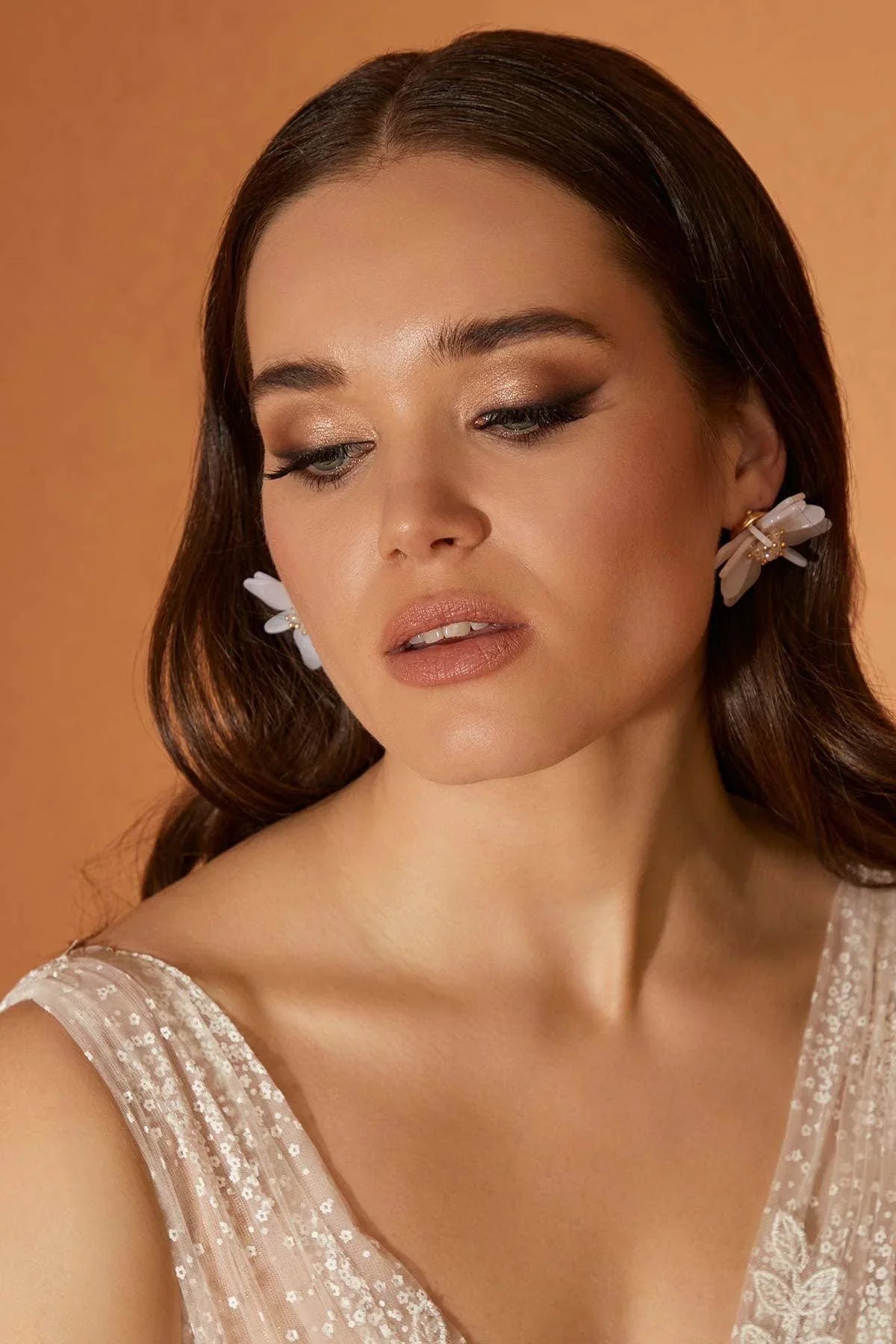 Pinkly Özel Minik Baskılı Tül A Kesim Gelinlik - Mediha Cambaz Bridal