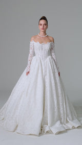 Ragetti French Lace Pool Neckline A-Line Wedding Dress