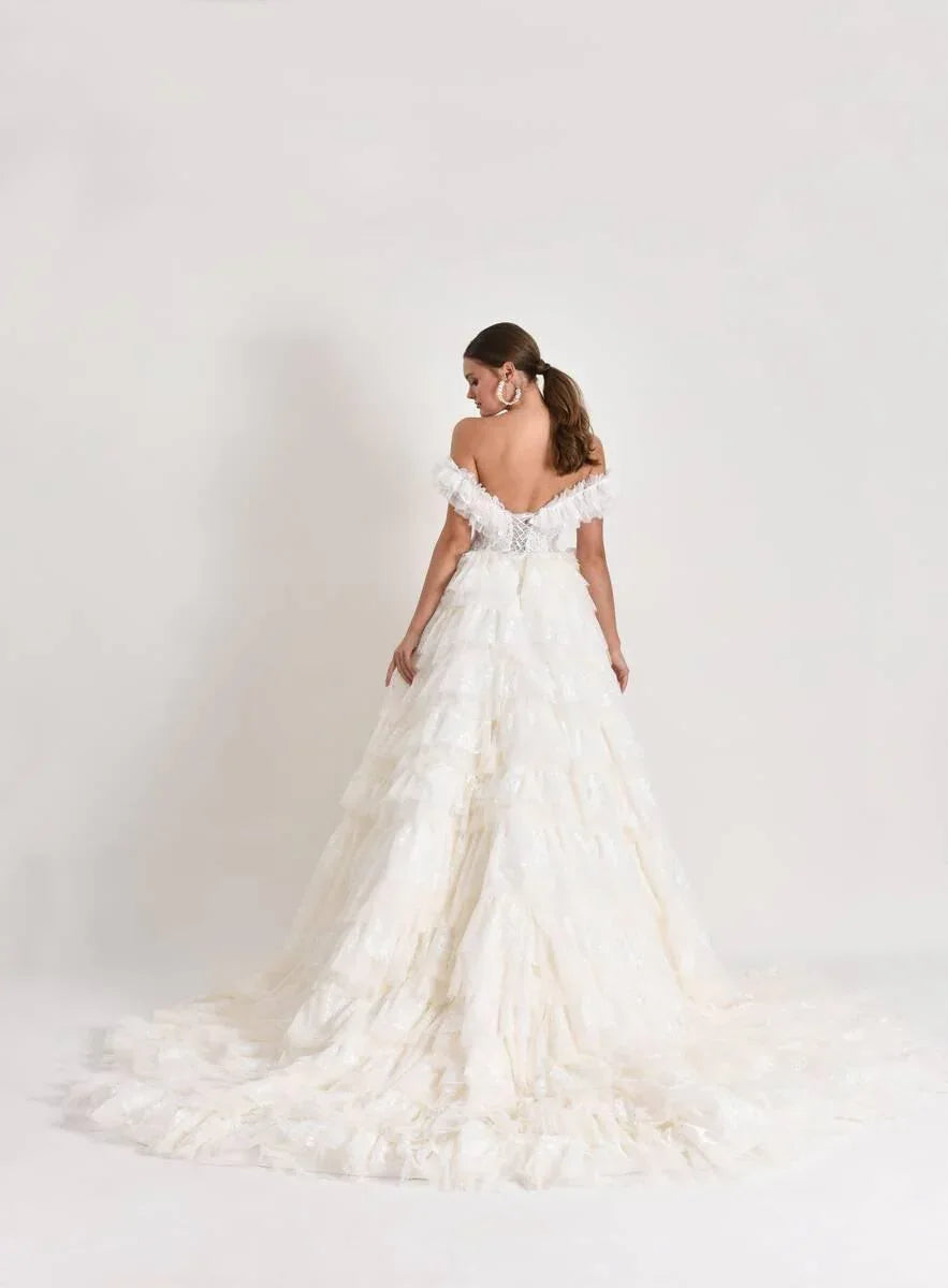 Puppis Çiçek Dantel Prenses Model Gelinlik - Mediha Cambaz Bridal