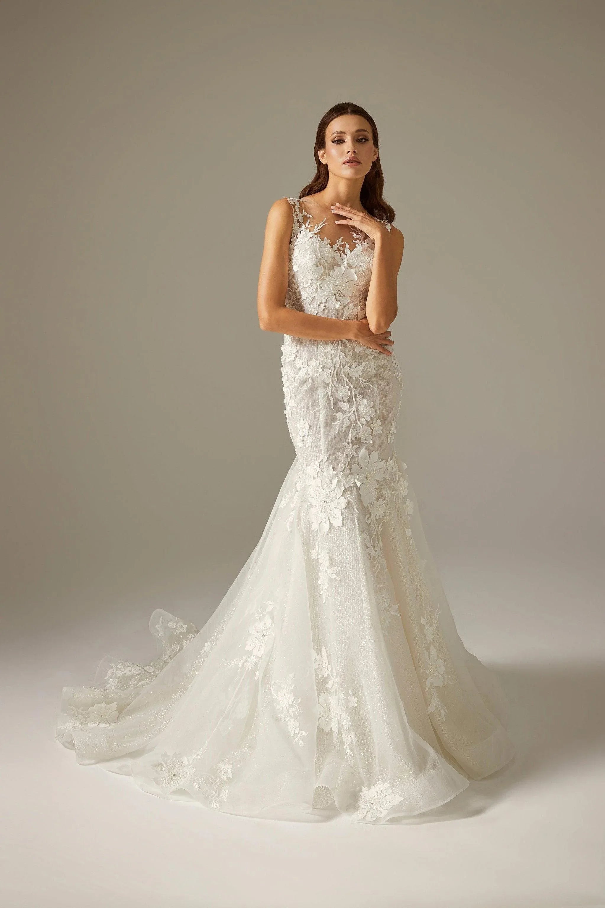 Reffa Mermaid Sim Işıltılı Lazer Kesim Dantelli Balık Gelinlik - Mediha Cambaz Bridal