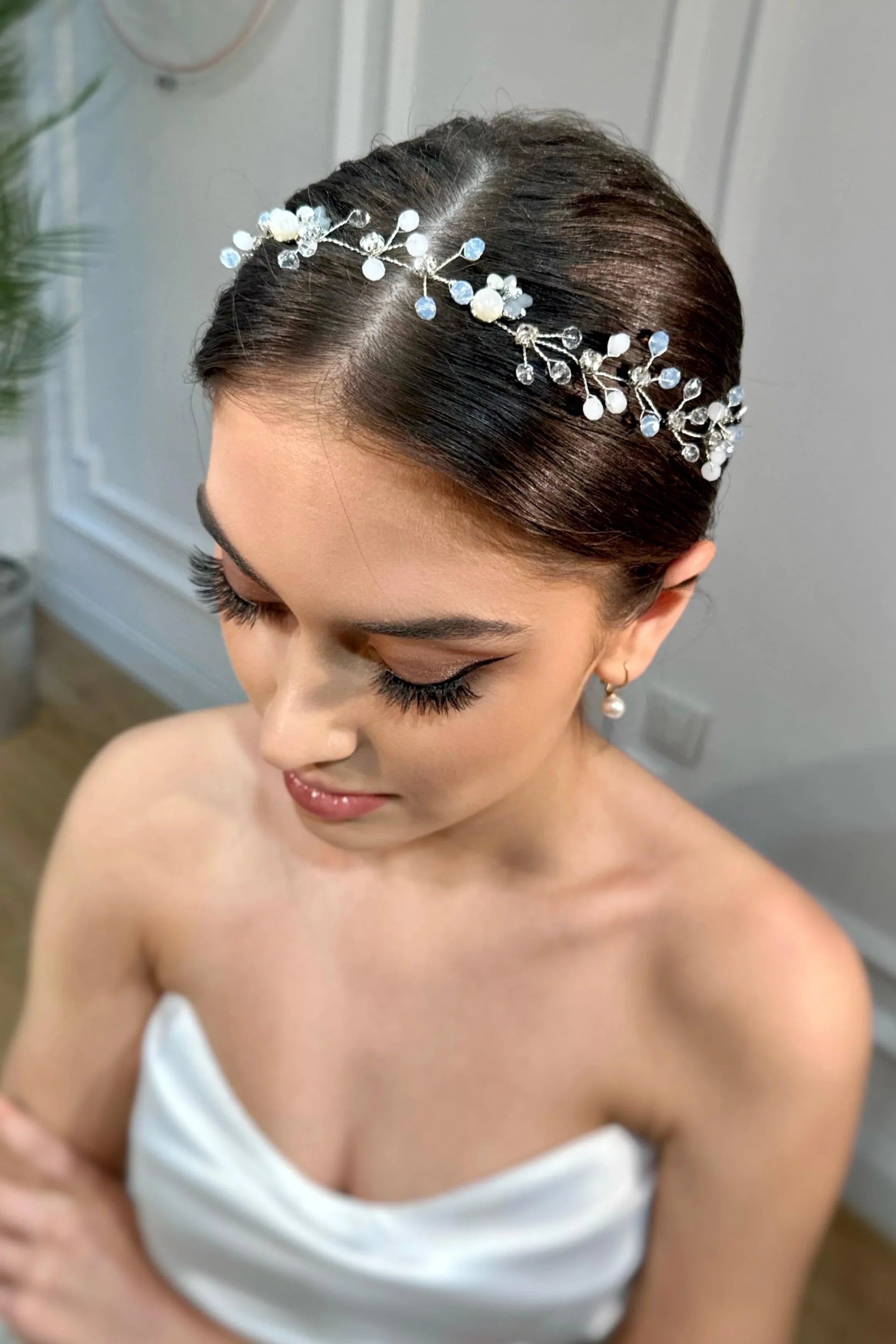 Robin Boncuklu Kristal Taşlı Gelin Saç Aksesuarı - Mediha Cambaz Bridal
