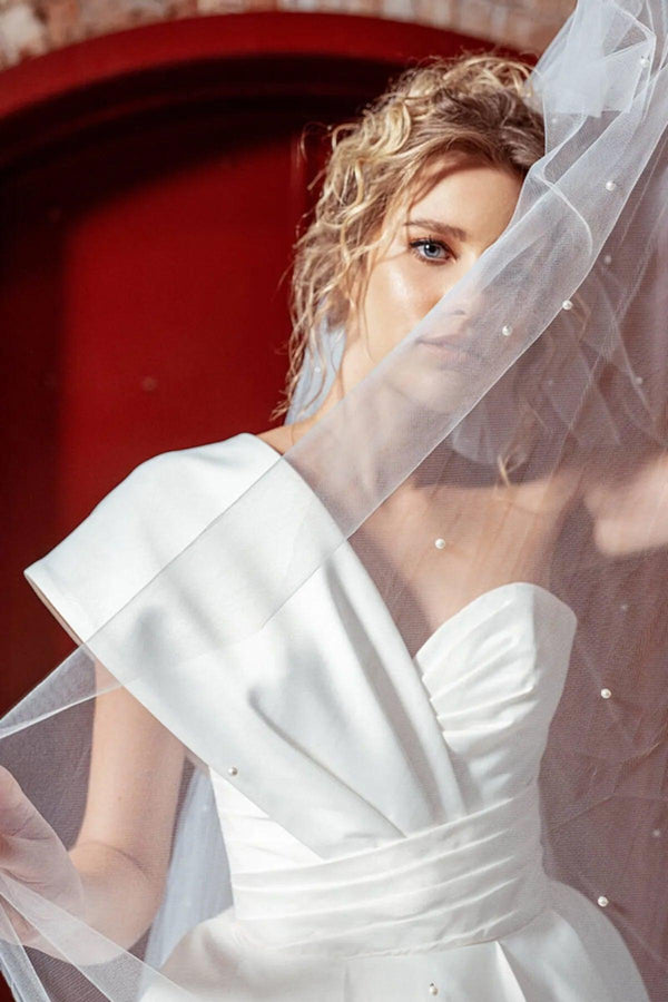 Sally Saten Drapeli Prenses Model Gelinlik - Mediha Cambaz Bridal