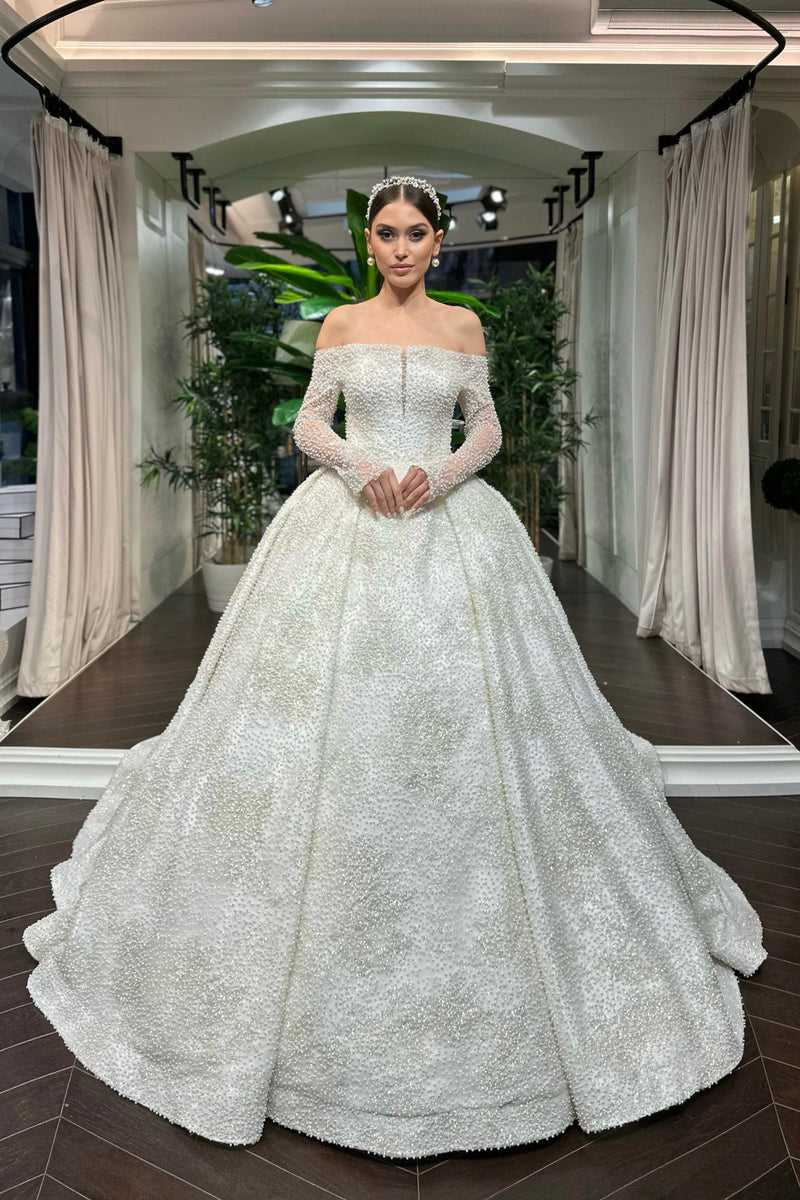 Sandro İnci İşlemeli Prenses Model Gelinlik - Mediha Cambaz Bridal