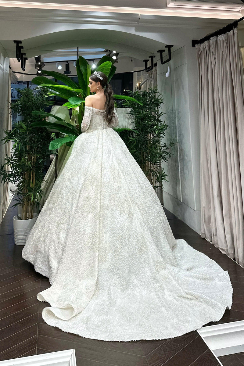 Sandro İnci İşlemeli Prenses Model Gelinlik - Mediha Cambaz Bridal