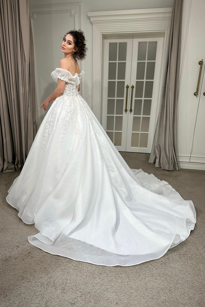 Sevilla Üç Boyutlu Dantelli Prenses Model Gelinlik - Mediha Cambaz Bridal