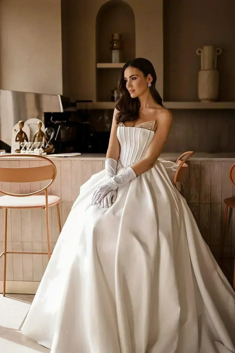 Turner Swarovski Embroidered Satin A-Line Wedding Dress Bursa