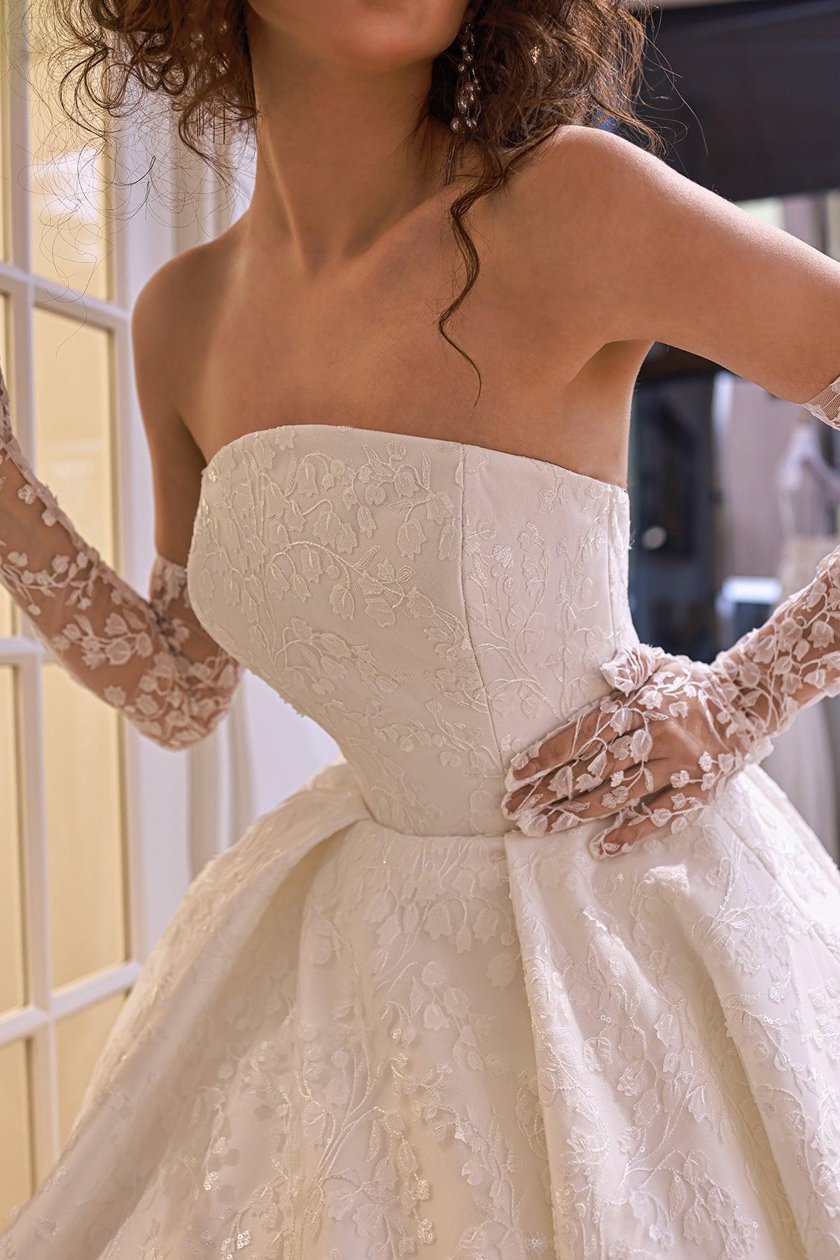 Valerie Straplez Dantel İşlemeli Prenses Model Gelinlik - Mediha Cambaz Bridal
