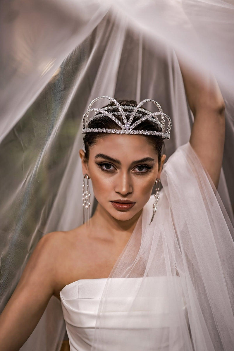 Vilma Kristal Taşlı Özel Tasarım Gelin Saç Aksesuarı - Mediha Cambaz Bridal