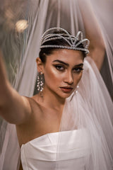 Vilma Kristal Taşlı Özel Tasarım Gelin Saç Aksesuarı - Mediha Cambaz Bridal