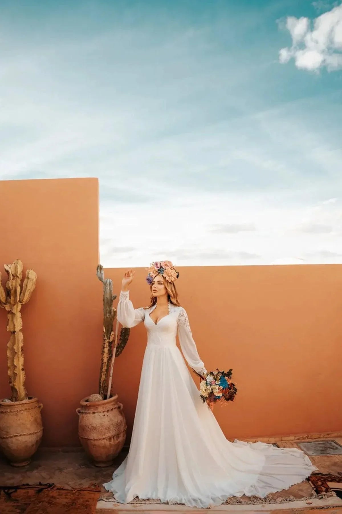 Vivian Şifon Prenses Yaka A Kesim Gelinlik - Mediha Cambaz Bridal