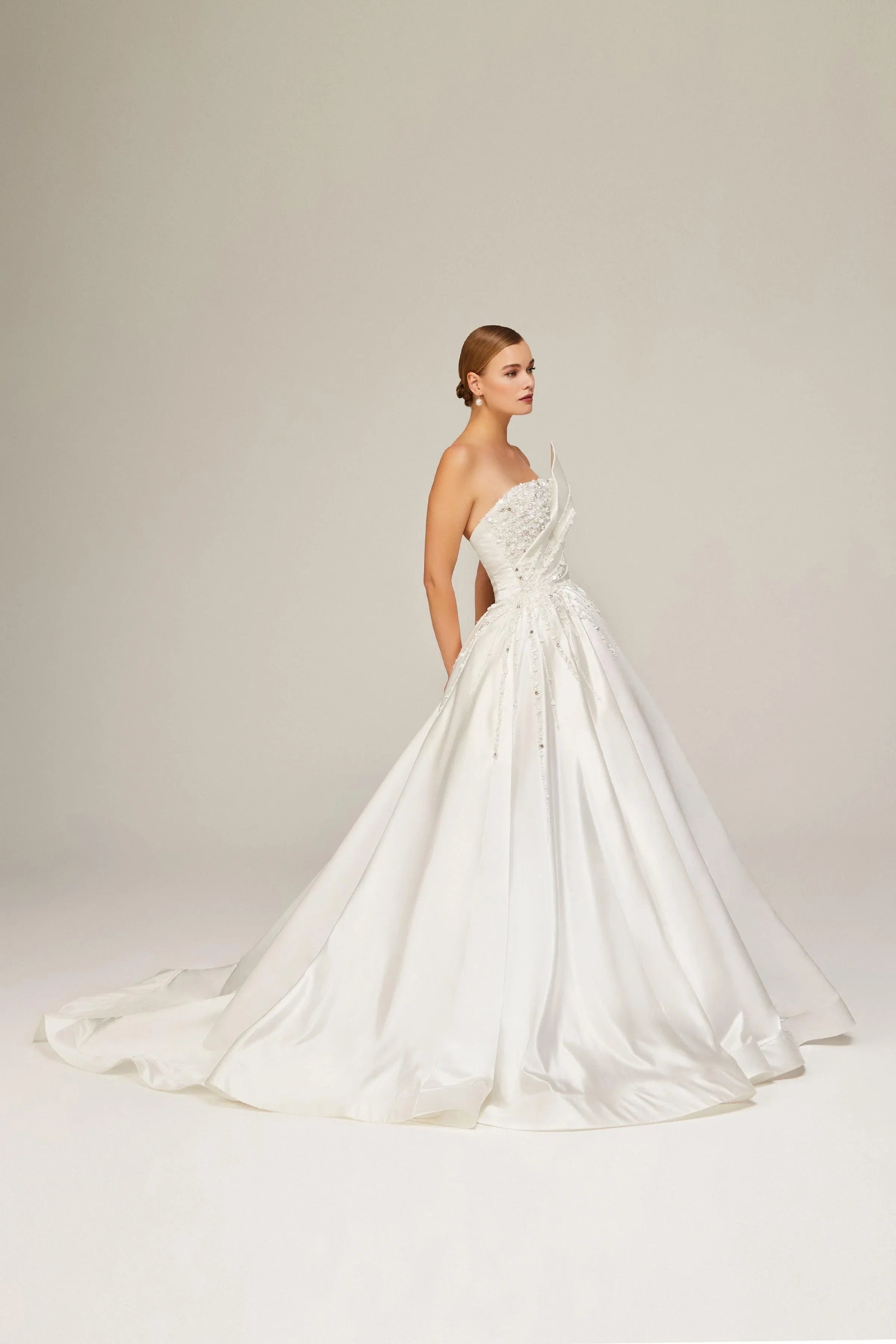 Wanda Saten Straplez Prenses Model Gelinlik - Mediha Cambaz Bridal