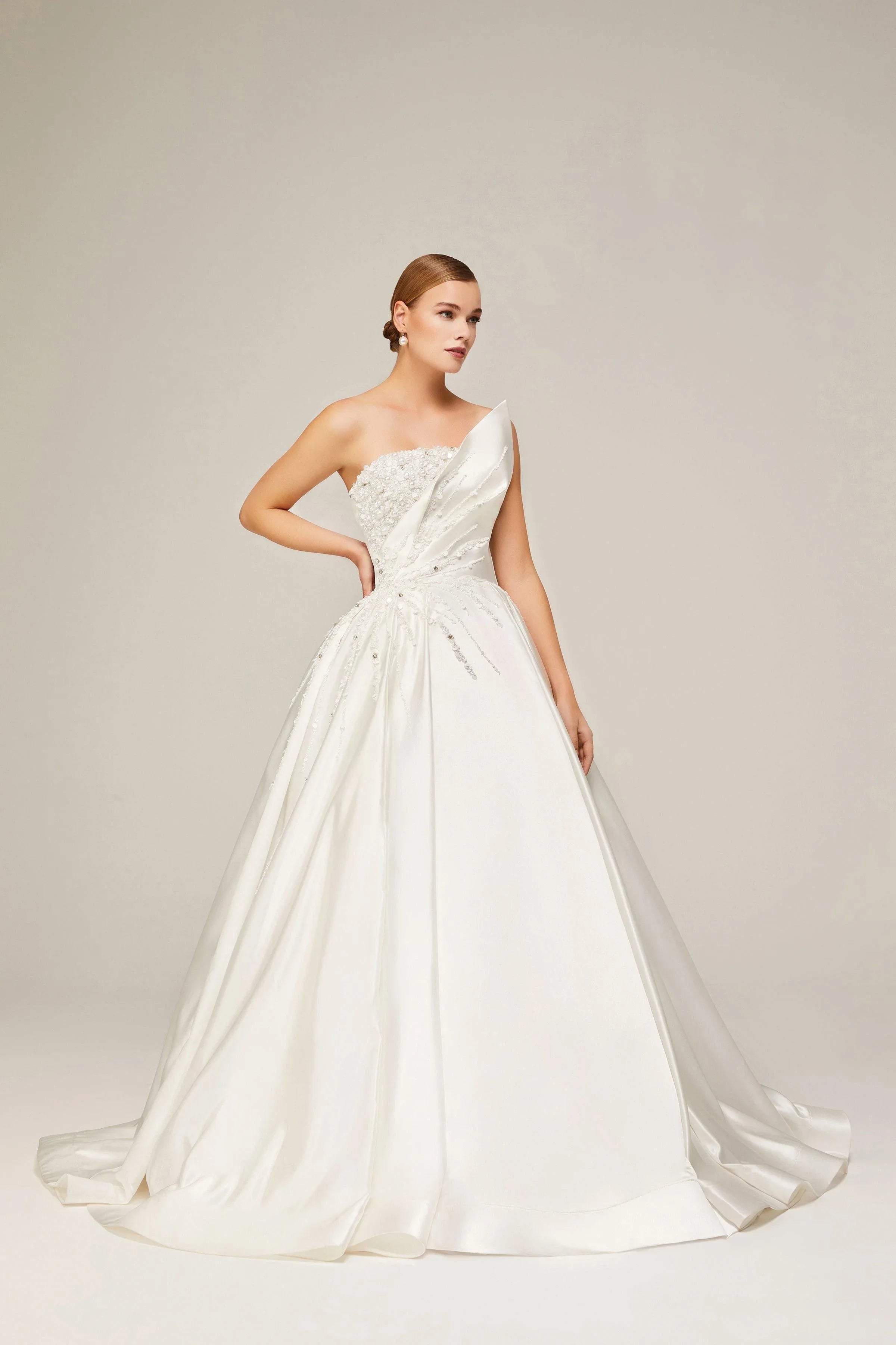 Wanda Saten Straplez Prenses Model Gelinlik - Mediha Cambaz Bridal