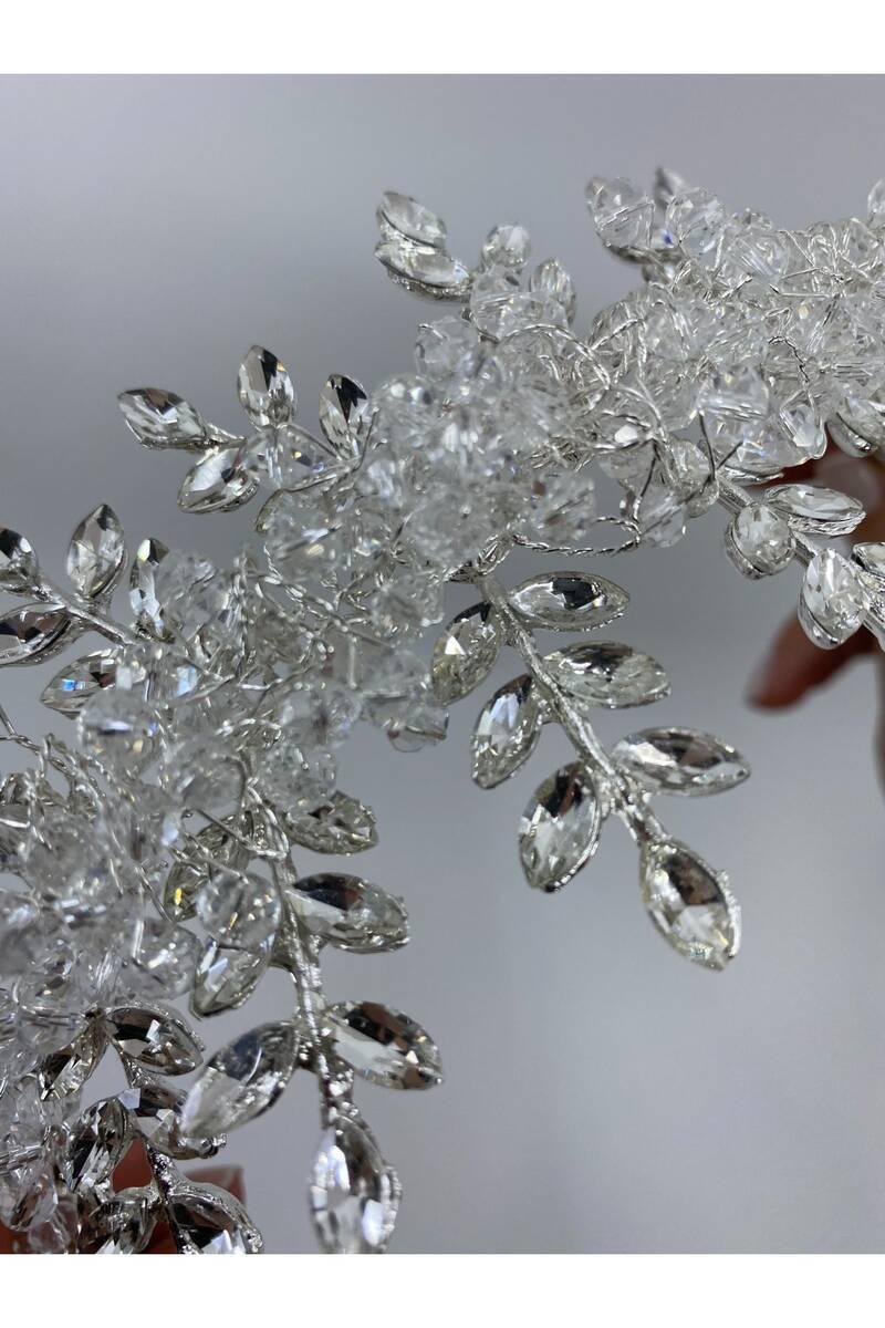 Yaprak Taşlı Ortası Kristalli Saç Akseuarı - Mediha Cambaz Bridal