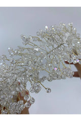 Yoğun Kristalli Gümüş Telli El Yapımı Saç Aksesuarı - Mediha Cambaz Bridal