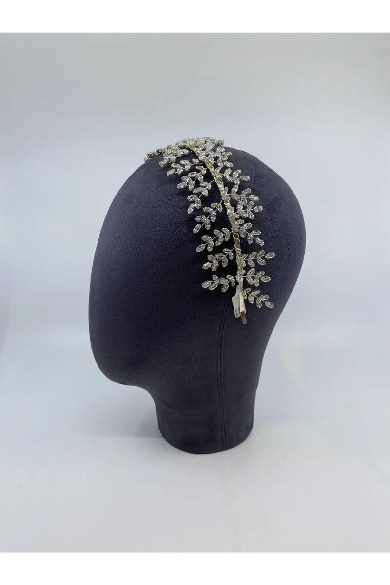 Zirkon Işıltılı Yapraklardan Simetrik Işıltılı Taç - Mediha Cambaz Bridal