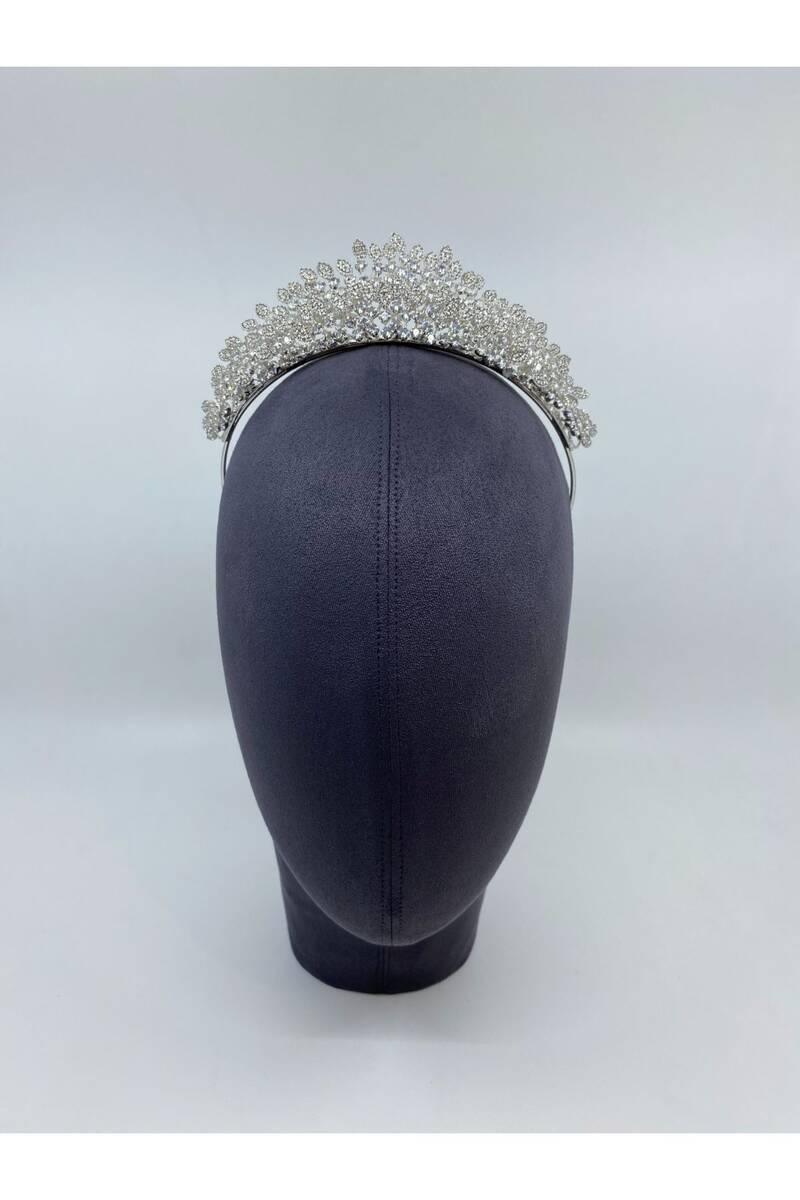 Zirkon Taşlı Prenses Gelinlik Orta Yükseklik Gelin Tacı - Mediha Cambaz Bridal