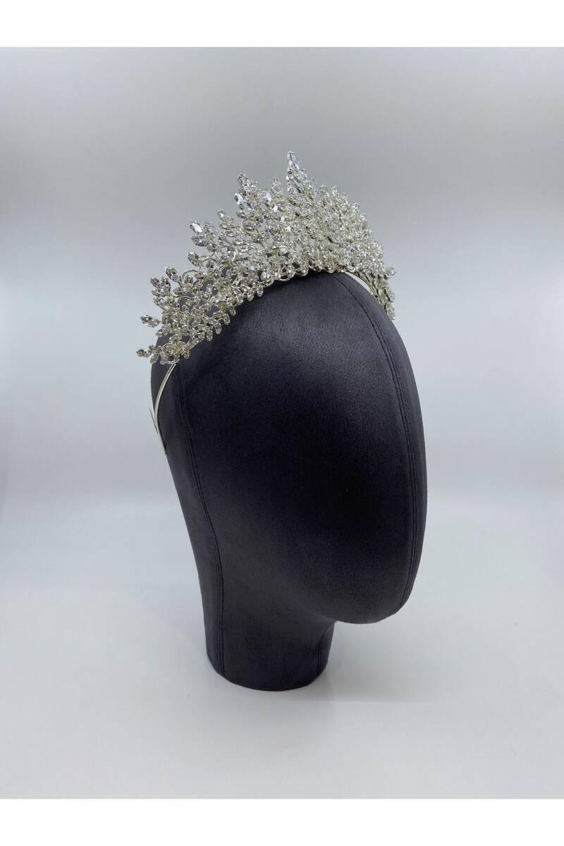 Zirkon Taşlı Yaprak Detaylı Simetrik Gelin Saç Aksesuarı - Mediha Cambaz Bridal
